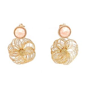 18k Gold Plated Daisy Spiral Earrings